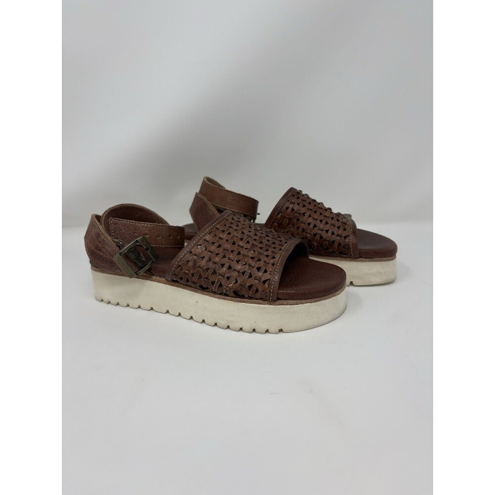 Bed Stu Brisa Women’s Brown Leather Sandals Wedge Platform Gladiator Size 8M